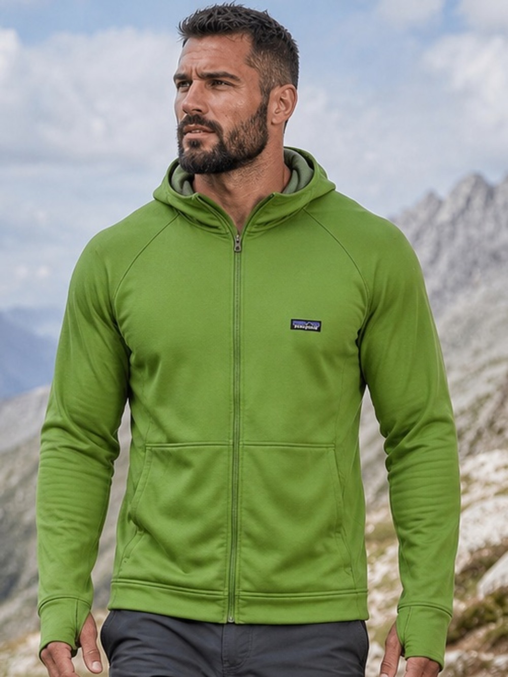 Patagonia Men’s Slopestyle Full Zip Tech Fleece Hoodie - Green - Size L